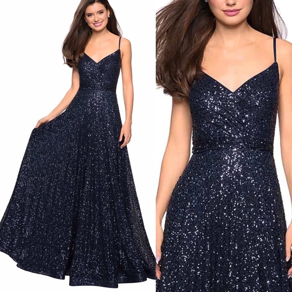 La FemmeSequin Empire Waist Prom Dress with V Back size 0